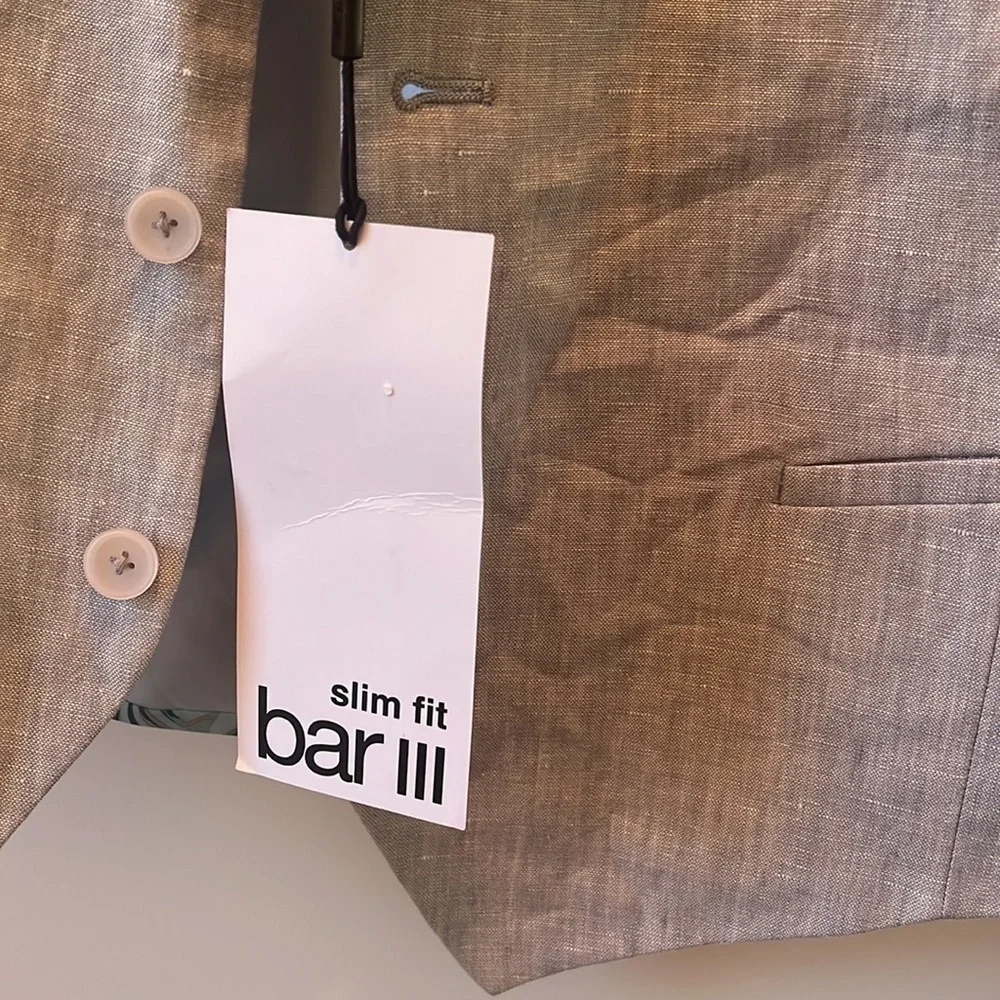 NWT‎ Bar III Men's Slim-Fit Linen Suit Vest